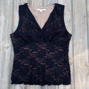 CAbi Vneck Lacey Layered Tank Top Blouse